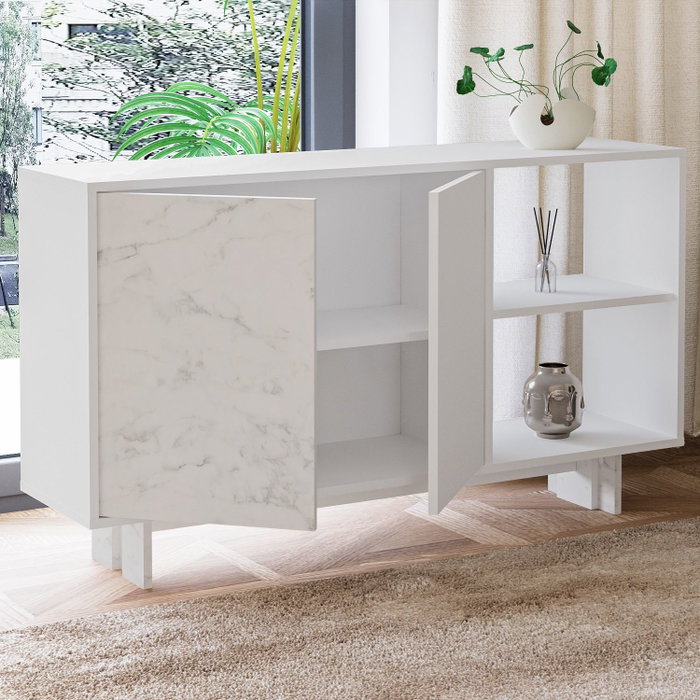 Hanah Home Ravello Consola Blanco y Mármol